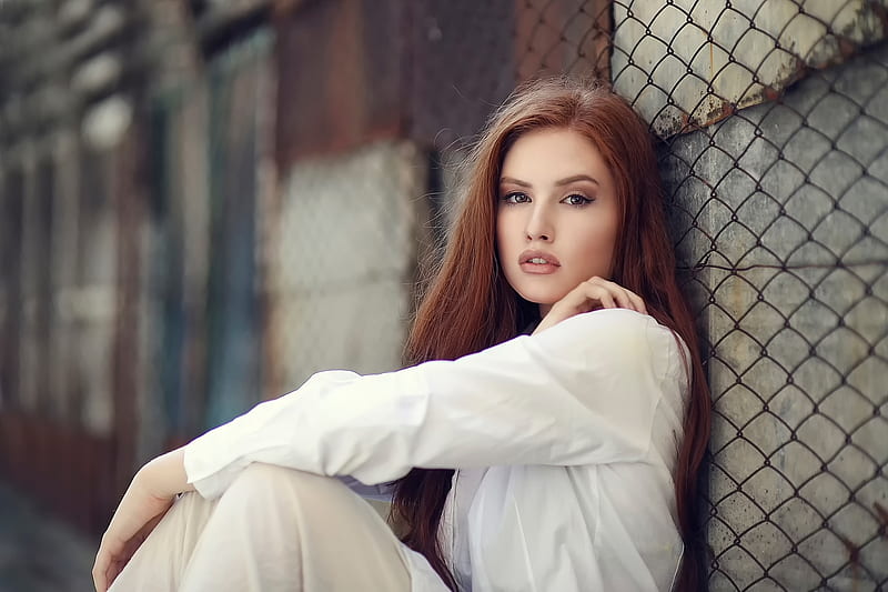 Beauty, alessandro di cicco, girl, model, redhead, white, woman, HD wallpaper