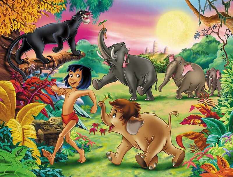 The Jungle Book~, colorful, elephants, animated, movie, Bagheera, Colonel  Hathi, HD wallpaper | Peakpx