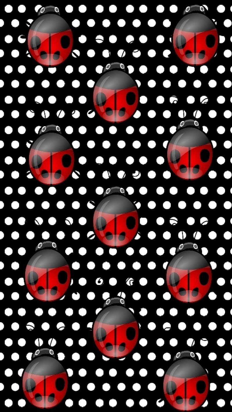 Ladybugs, black and white, polkadots, red, HD phone wallpaper | Peakpx