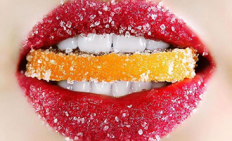 Sweet sugary lips, red, bits, sugary, nice sexy, lips, sweet, HD wallpaper