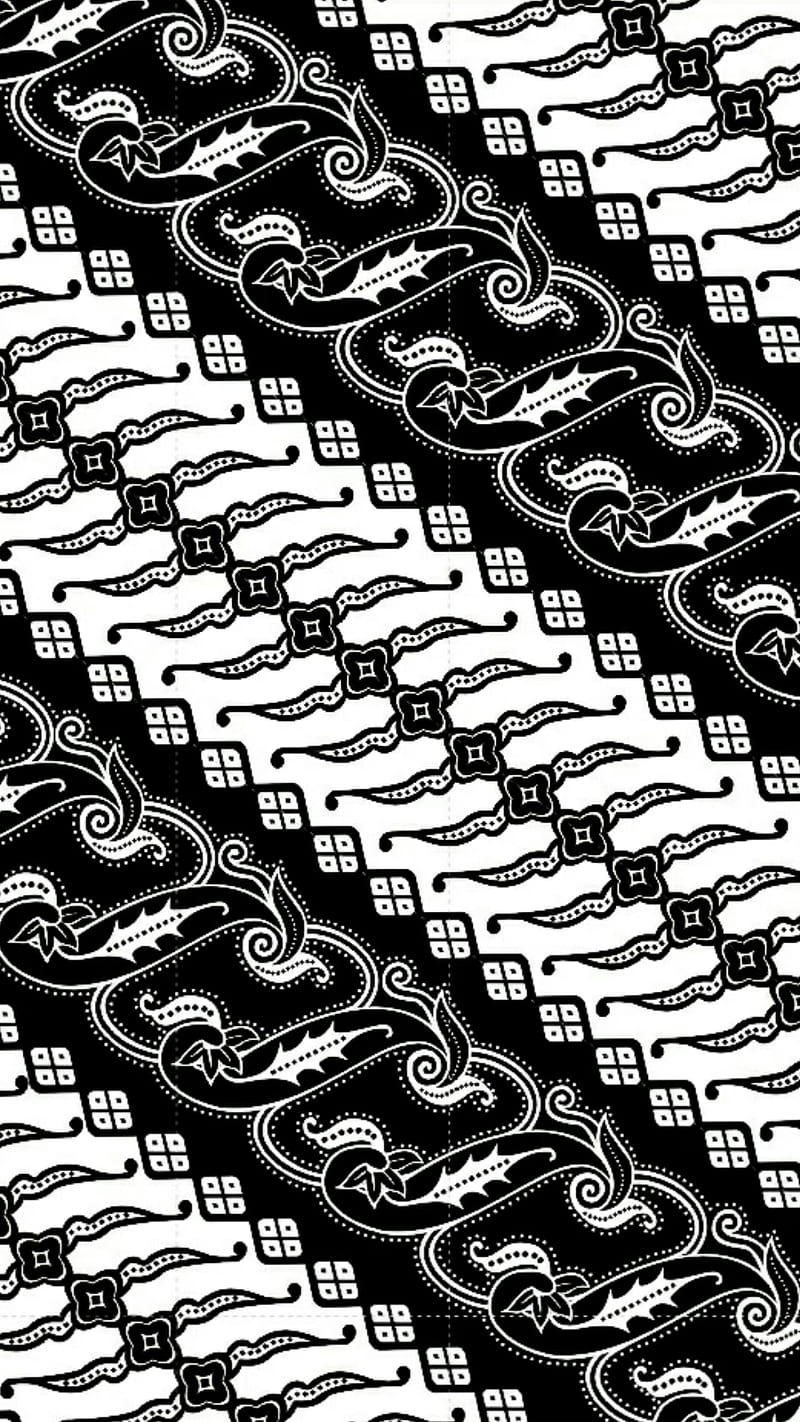 Batik hitam putih, black, indonesia, HD phone wallpaper