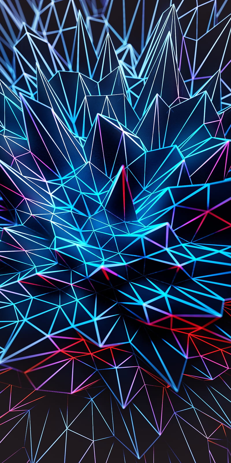 3D shapes, spikes, neon, HD phone wallpaper