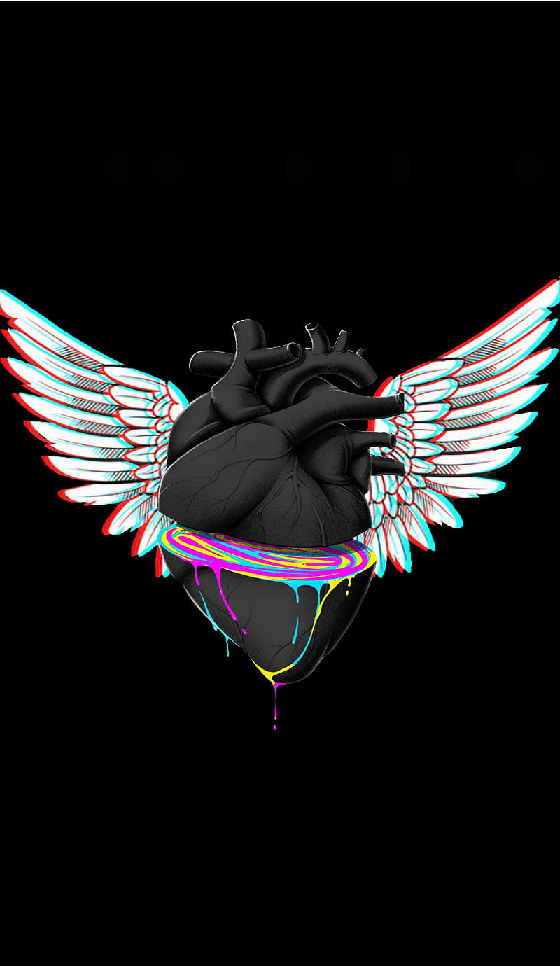 Corazón con alas, distorsionado, Fondo de pantalla de teléfono HD | Peakpx