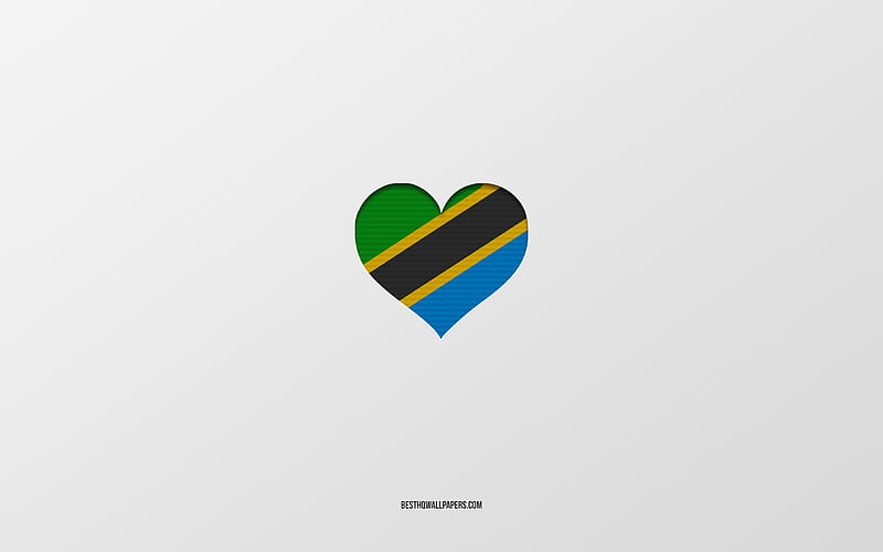 I Love Tanzania, Africa countries, Tanzania, gray background, Tanzania flag heart, favorite country, Love Tanzania, HD wallpaper
