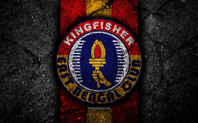 East Bengal FC, emblem, I-League, soccer, India, football club, East Bengal, logo, asphalt texture, FC East Bengal, HD wallpaper