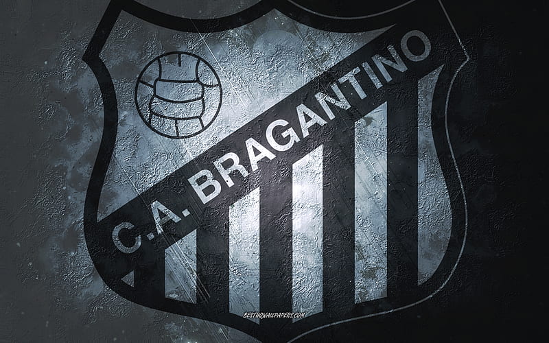 Bragantino, Brazilian football team, black background, Bragantino logo, grunge art, Serie A, Brazil, football, Bragantino emblem, HD wallpaper