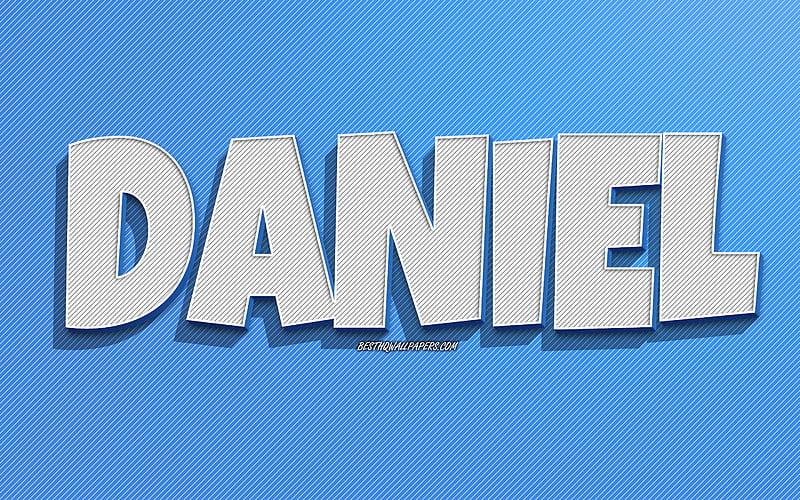 Daniel, blue lines background, with names, Daniel name, male names, Daniel greeting card, line art, with Daniel name, HD wallpaper