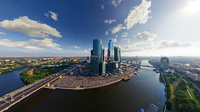 Moscow City, architecture, modern, moscow, sky, skyscrapers, HD wallpaper