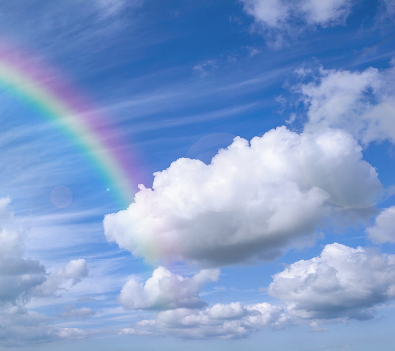 Sky, clouds, rainbow, HD wallpaper