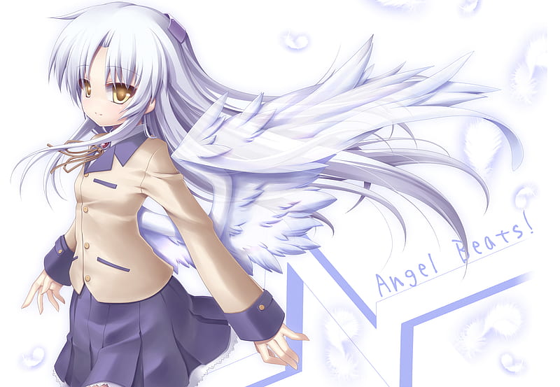 Anime, wings, angel beats, tachibana-kanade, white, HD wallpaper