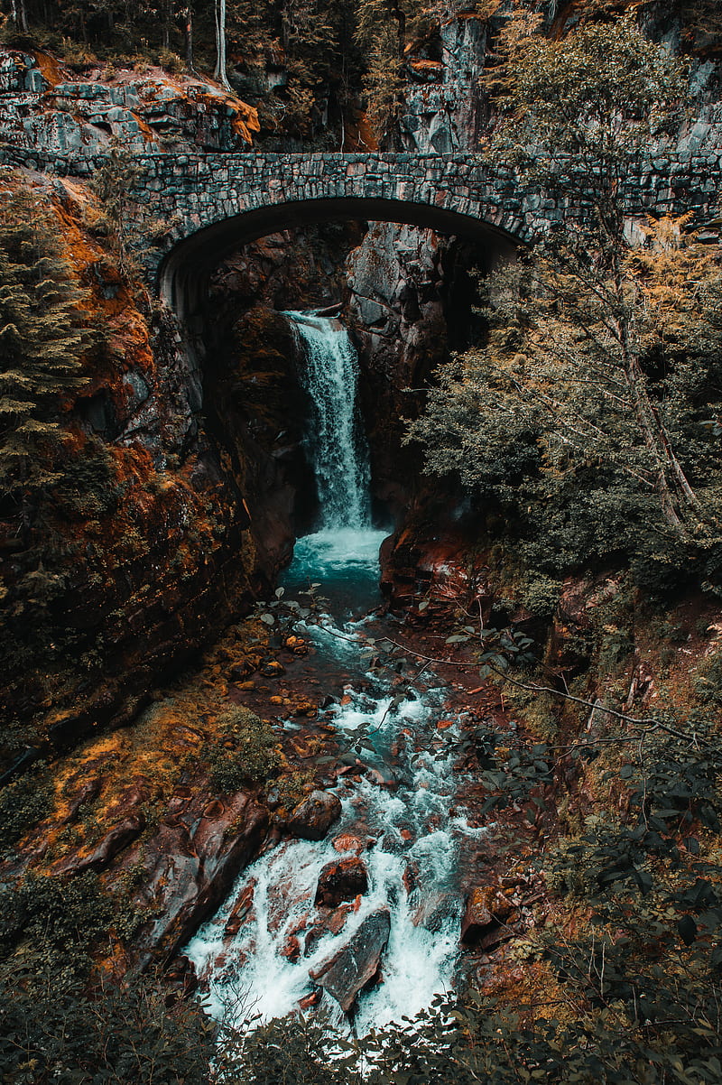Waterfall Bridge, Art, Bridge, Flowers, Forest, Pnw, Samsung, Sony, Stone, Trees, Waterfall, Waves, love, andorra, anime, bonito, black, canon, connorchristopher, forrest, fortnite, funny, groot, iOS, iPhone, landscape, love, minions, moody, nature, queen, sad, still, weird, woods, wow, HD phone wallpaper