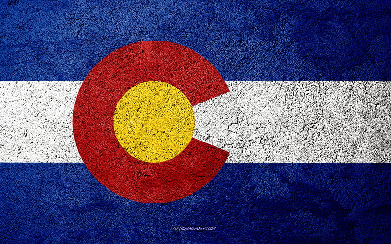 Flag of State of Colorado, concrete texture, stone background, Colorado flag, USA, Colorado State, flags on stone, Flag of Colorado, HD wallpaper