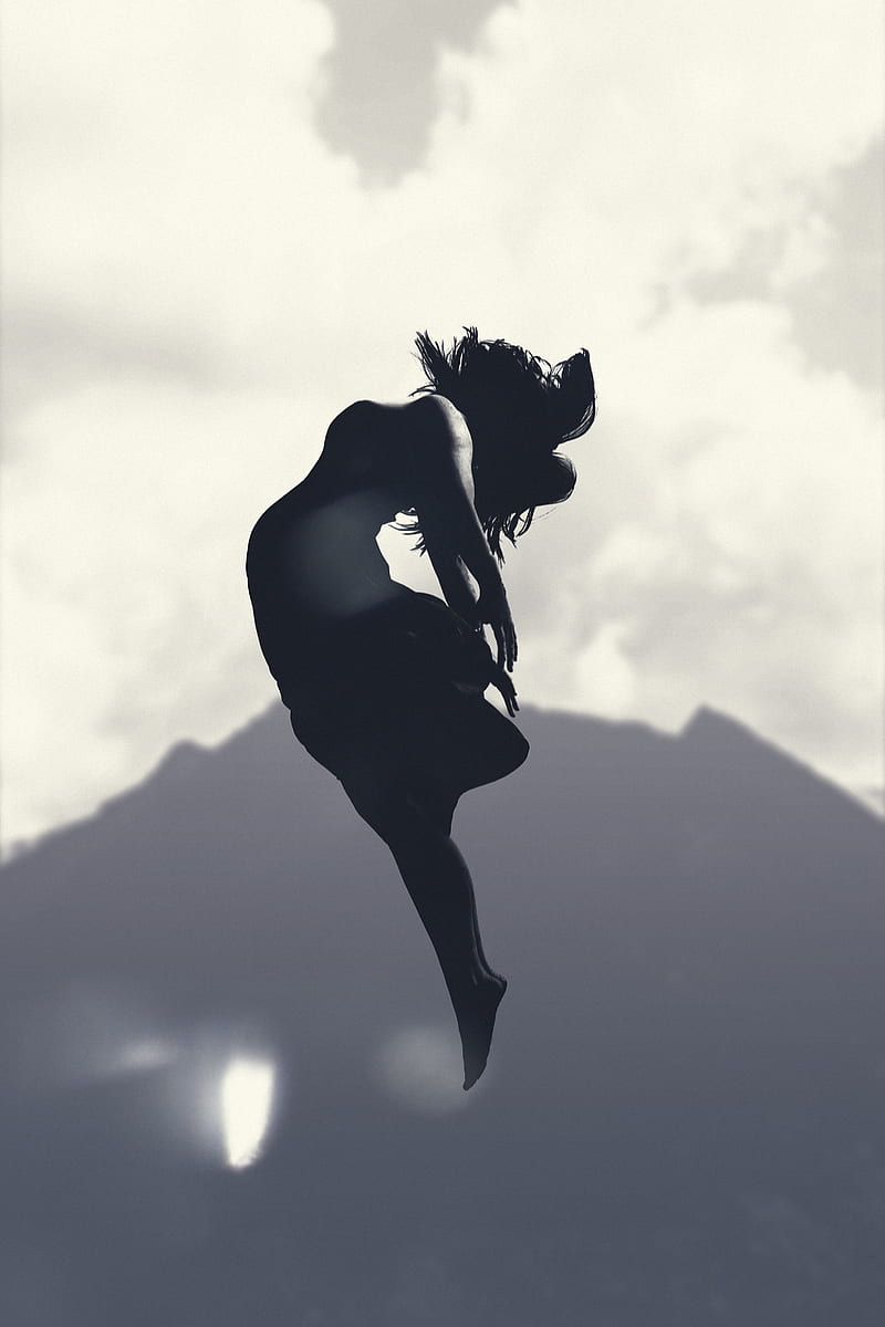 silhouette of person jumping in mid-air during daytime, HD phone wallpaper