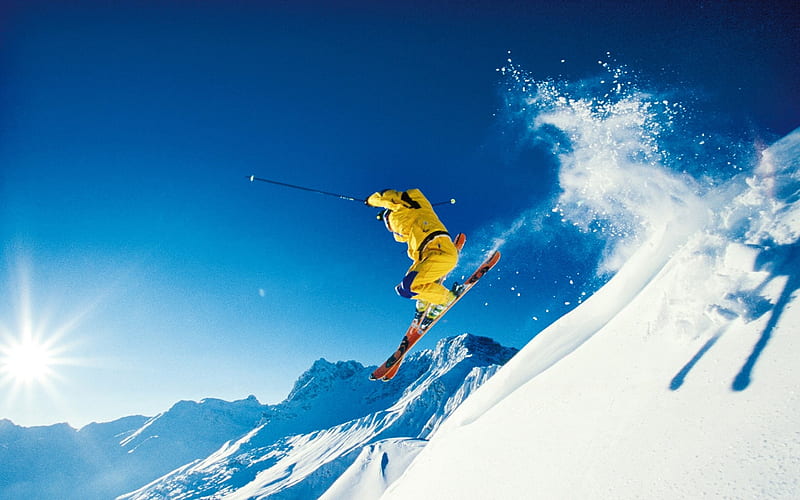 of Skier Jumping Skiing in Alps - Alps Ski Vacation, HD wallpaper