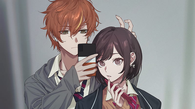 Brown Hair Boy And Black Short Hair Anime Girl Anime Couple, HD wallpaper |  Peakpx
