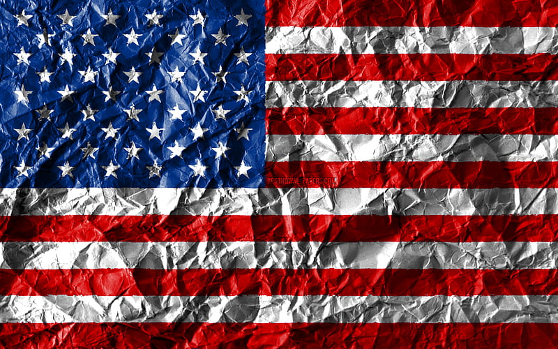 USA flag crumpled paper, North American countries, creative, Flag of USA, american flag, national symbols, United States of America, North America, USA 3D flag, USA, HD wallpaper