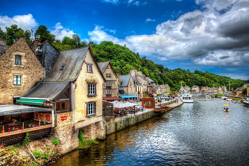 Dinan , Brittany , France, house, france, brittany, dinan, water, HD wallpaper