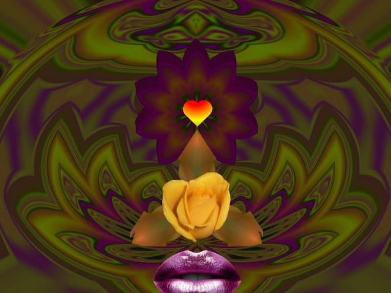 The Purple Smoochie, 3d, fractal, collage, abstract, eye candy, HD wallpaper