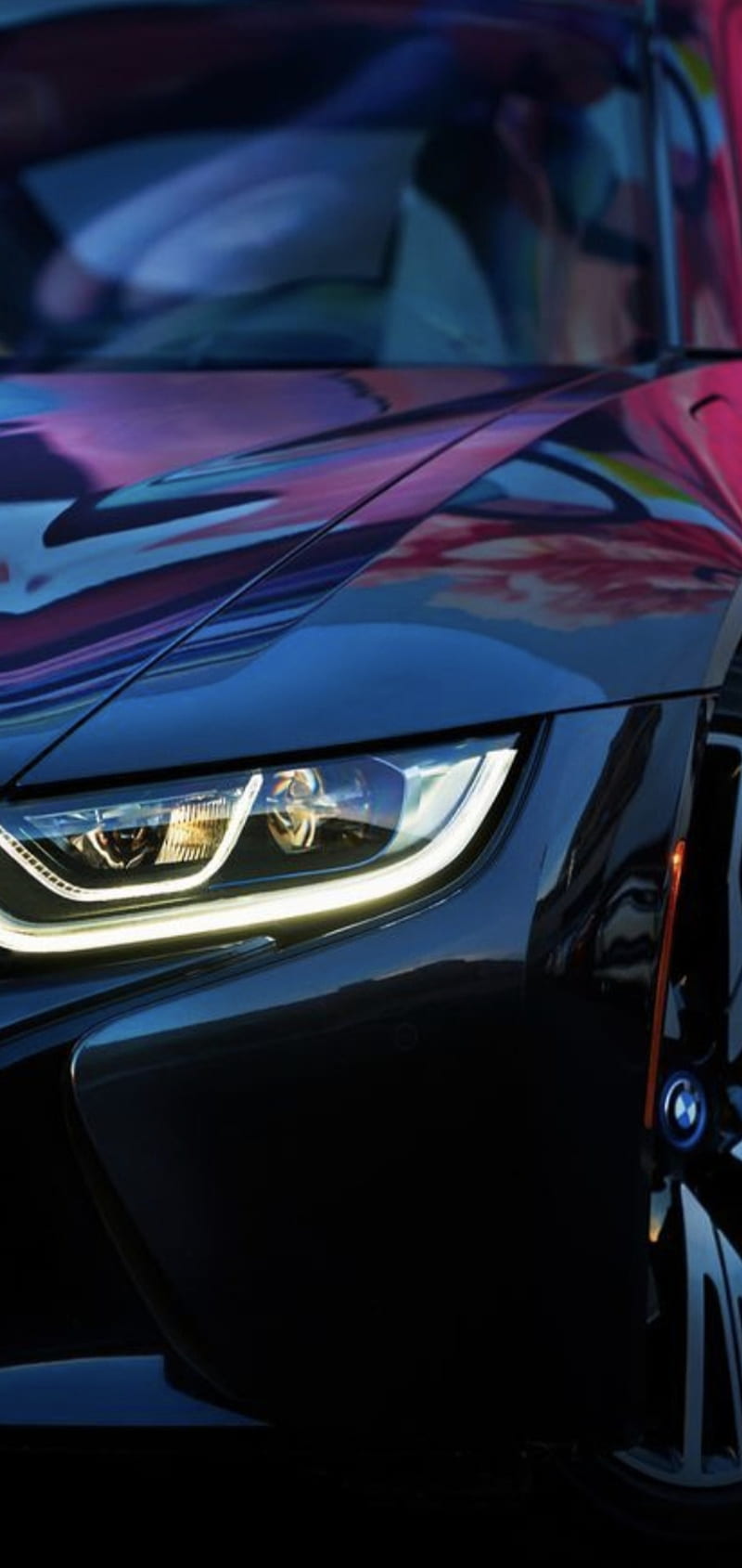 BMW i8, black, car, carros, cool, driving, logo, tuning, HD phone wallpaper