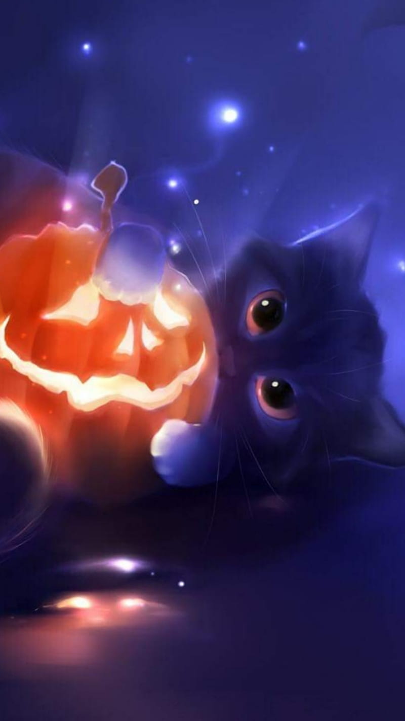 cute halloween kitten wallpaper