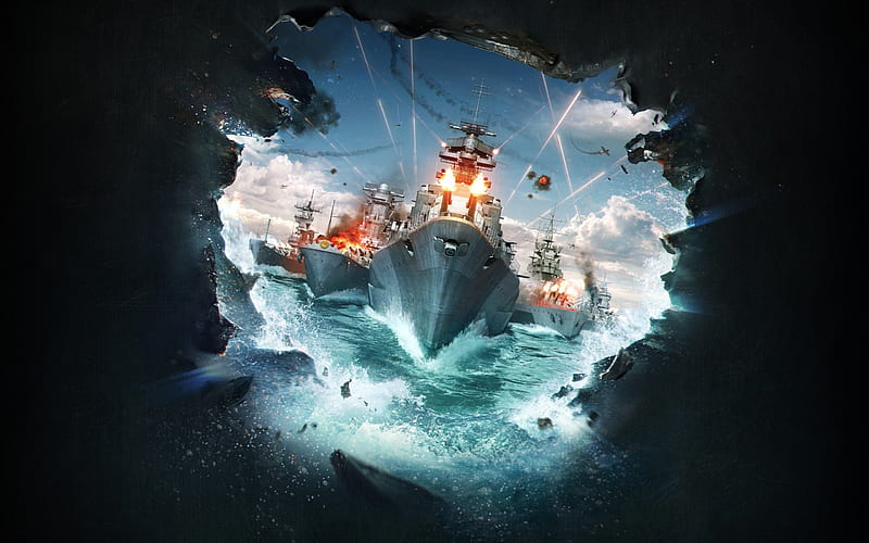 World of Warships, sea, military ships, HD wallpaper