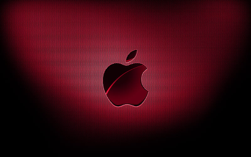 Apple pink logo, pink grid backgrounds, brands, Apple logo, grunge art, Apple, HD wallpaper