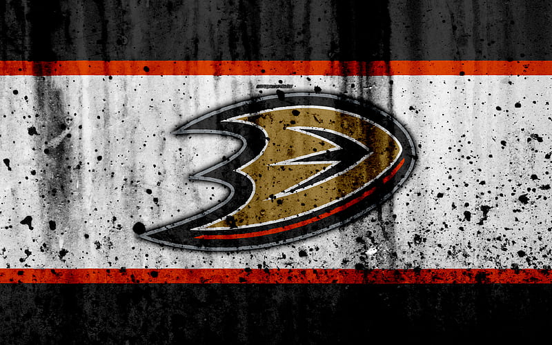Anaheim Ducks, grunge, NHL, hockey, art, Western Conference, USA, logo, stone texture, Pacific Division, HD wallpaper