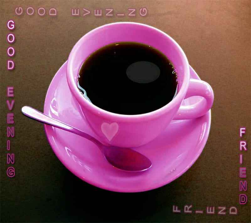 Good Evening, black tea, pink cup, HD wallpaper