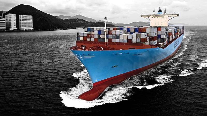 Container Ship Edith Maersk, Boat, Edith Maersk, Ship, Container, HD wallpaper