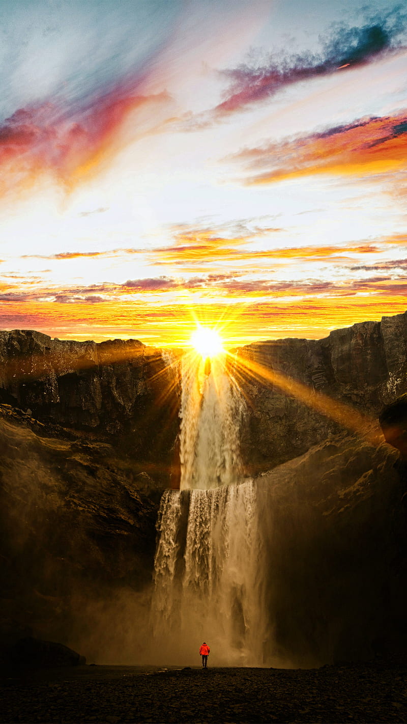 Waterfall during sunlight , nature, HD phone wallpaper