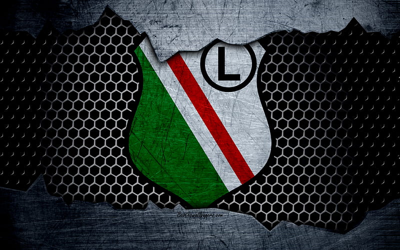 Legia logo, Ekstraklasa, soccer, football club, Poland, grunge, Legia Warszawa, metal texture, Legia FC, HD wallpaper
