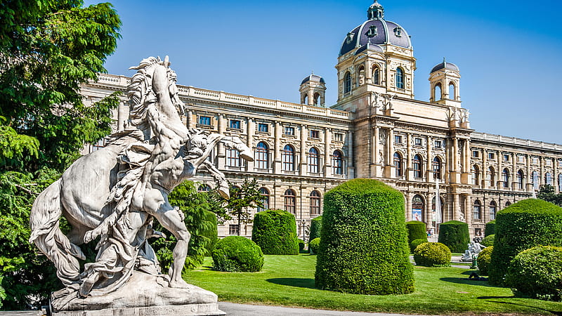 Architecture Austria Museum of Art History Palace Park Sculpture Vienna Travel, HD wallpaper