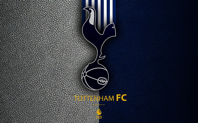 Tottenham Hotspur, FC English football club, leather texture, Premier League, logo, emblem, Tottenham, London, England, United Kingdom, football, HD wallpaper