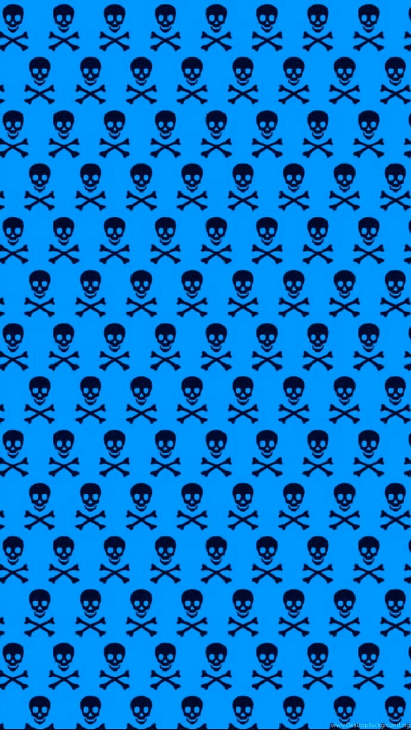 Skull and Crossbones, blue, pattern, skulls, HD phone wallpaper