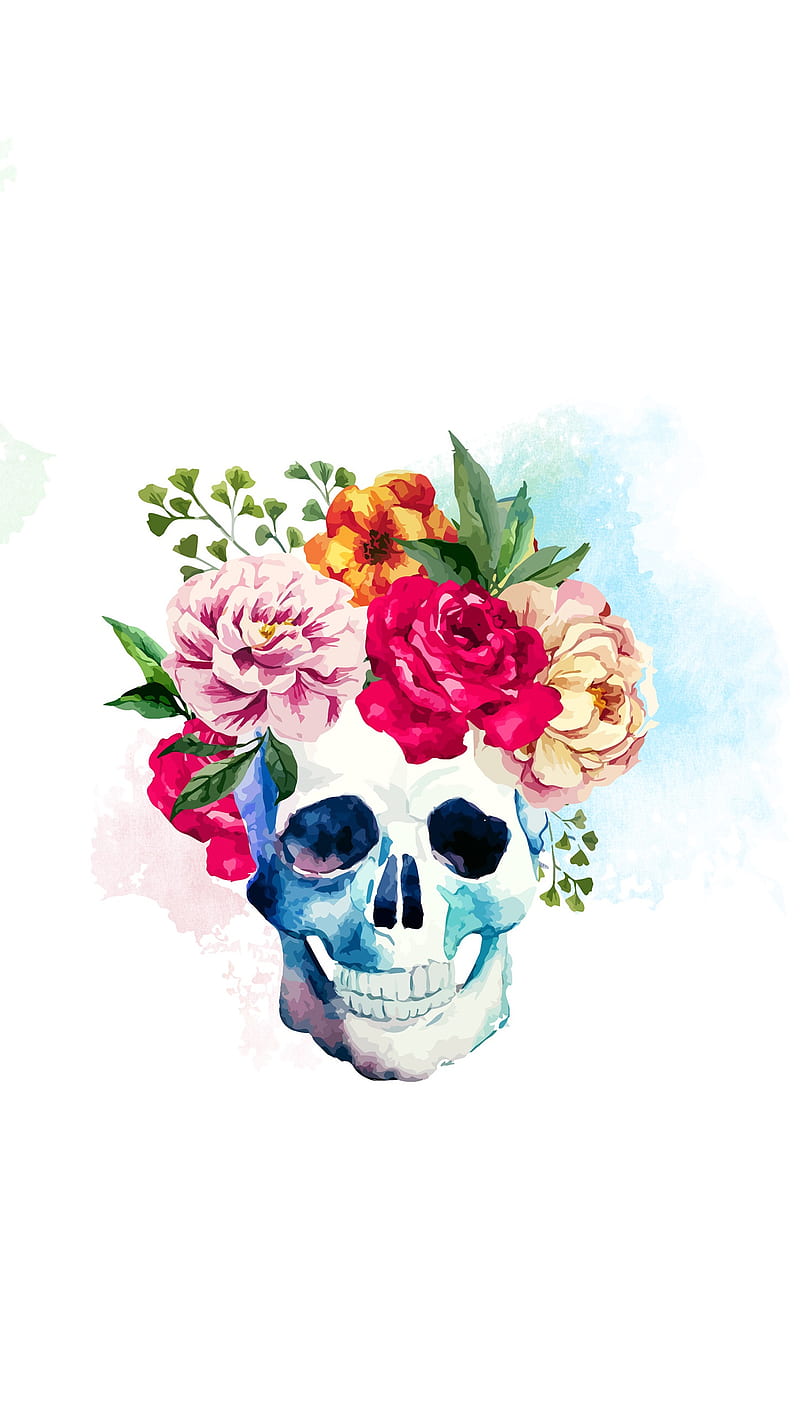 floral skull wallpaper