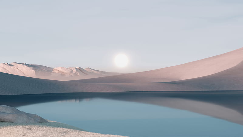 Desert Landscape Lake Sunrise Windows 11 Windows 11, HD wallpaper