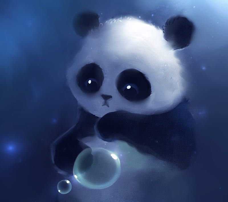 Cute Panda, animal, bear, buble, fluffy, n6, HD wallpaper