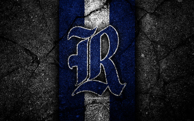 Rice Owls american football team, NCAA, blue white stone, USA, asphalt texture, american football, Rice Owls logo, HD wallpaper