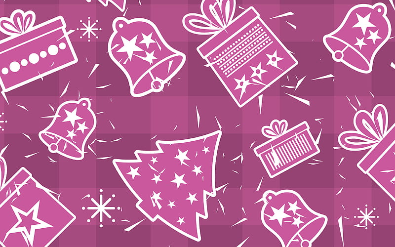 purple Christmas texture, Christmas background, purple background with gifts, Christmas retro texture, purple Christmas tree, HD wallpaper