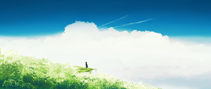 Anime, Original, Cloud, Girl, Nature, Sky, HD wallpaper