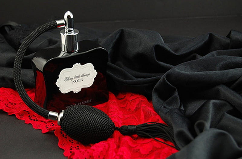 perfume, red, satin, lingerie, black, luxury, HD wallpaper