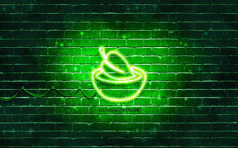 Vegan Food neon icon green background, neon symbols, Vegan Food, neon icons, Vegan Food sign, food signs, Vegan Food icon, food icons, HD wallpaper
