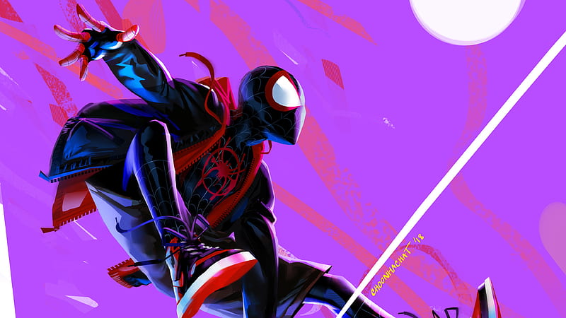 spider-man: into the spider-verse, jumping, artwork, Movies, HD wallpaper
