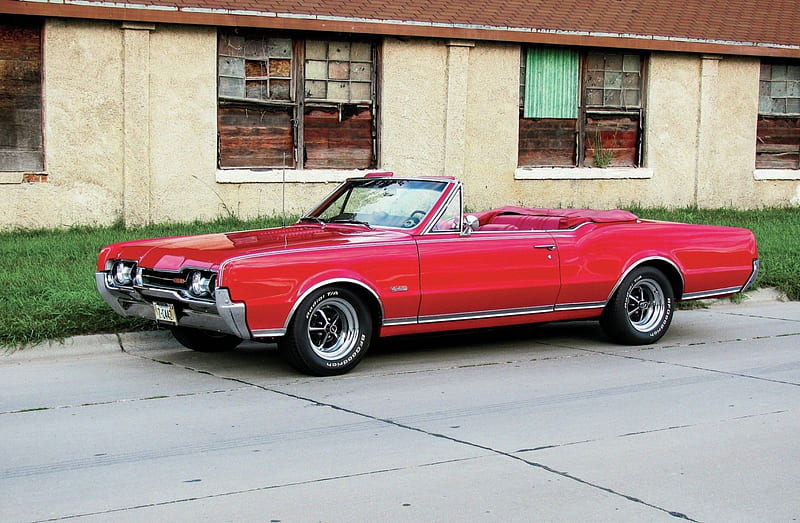 1967-Oldsmobile-442-Convertible, Classic, Red, GM, Muscle, HD wallpaper
