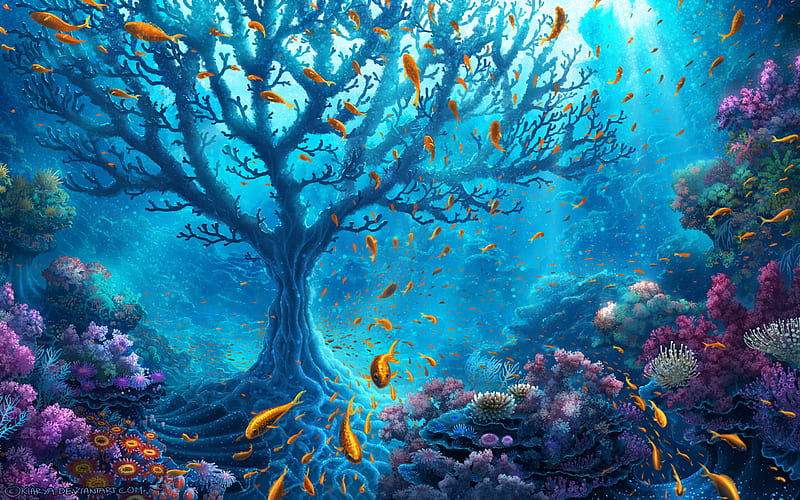 Ocean Tree, tree, ocean, underwater, artist, digital-art, , fish, HD  wallpaper | Peakpx