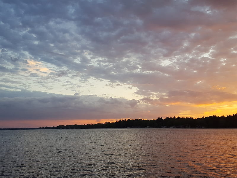 Wixom Lake, michigan, sunset, water, lake, HD wallpaper