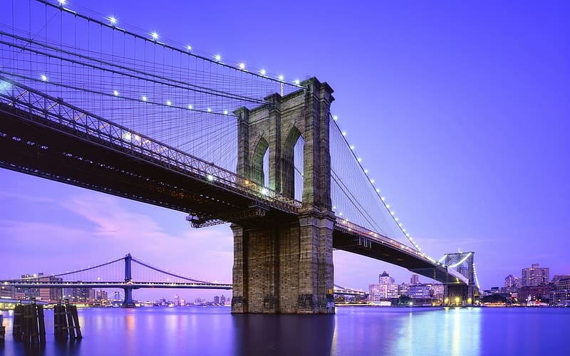 Bridges, New York, Manhattan Bridge, Brooklyn Bridge, HD wallpaper