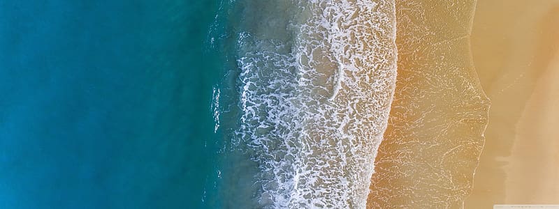Sandy Beach Ocean Waves Aerial View Ultra Background for : & UltraWide & Laptop : Multi Display, Dual Monitor : Tablet : Smartphone, HD wallpaper