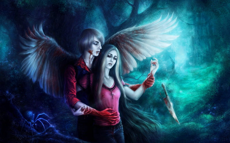 A Moment of Pause, fantasy, emo, gothic, angel, dark, guardian, HD wallpaper