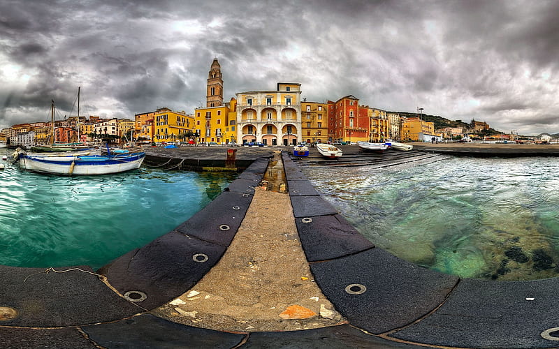bonito, architecture, canal, venice, clouds, sea, lagoon, italia, graphy, city, boats, boat, bridge, italy, panoramic, houses, port, pier, buildings, town, colors, church, sky, water, ship, natur, r, nature, HD wallpaper